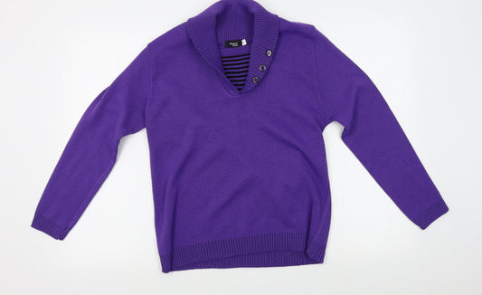Womens UK Size S Glimpse Design Purple Pullover Jumper