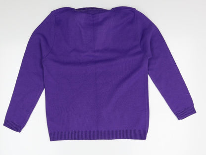 Womens UK Size S Glimpse Design Purple Pullover Jumper