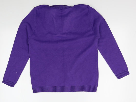 Womens UK Size S Glimpse Design Purple Pullover Jumper