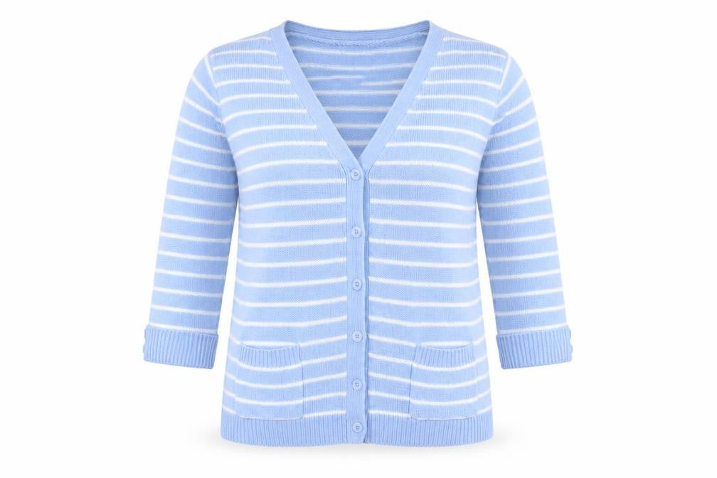 Womens UK Size 10 Damart Blue Cardigan Jumper