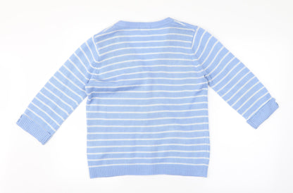 Damart Womens Blue Striped  Cardigan Jumper Size 10