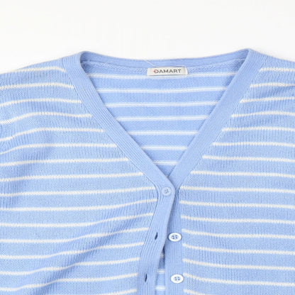Damart Womens Blue Striped  Cardigan Jumper Size 10