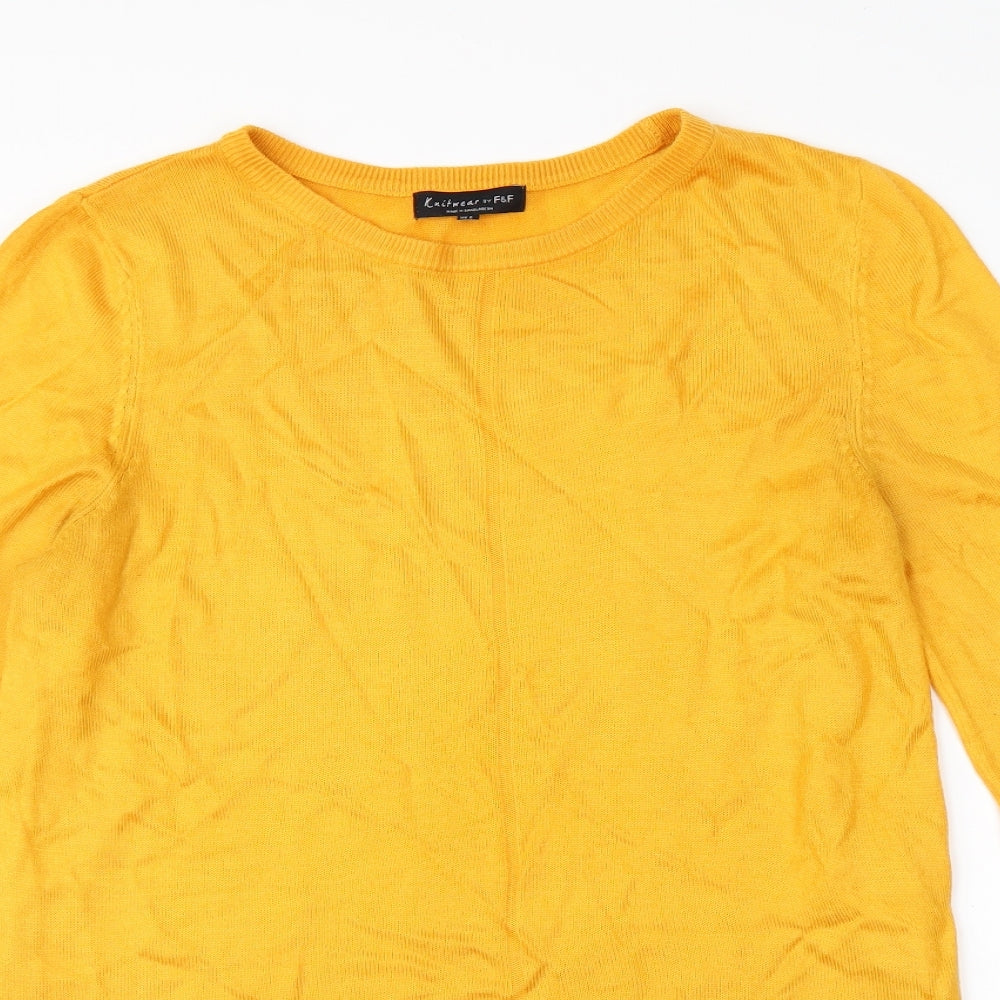 Womens UK Size 6 F&F Yellow Pullover Jumper
