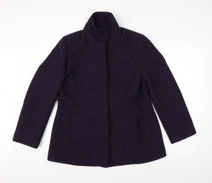 Preworn Womens Purple Argyle/Diamond  Overcoat Coat Size 14