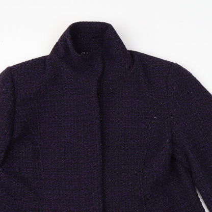 Preworn Womens Purple Argyle/Diamond  Overcoat Coat Size 14