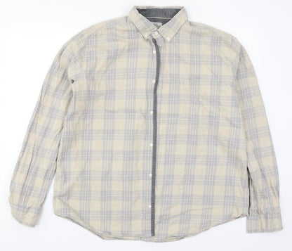 Mens UK Size 2XL NEXT Beige  Button-Up Long Sleeve Casual Shirt