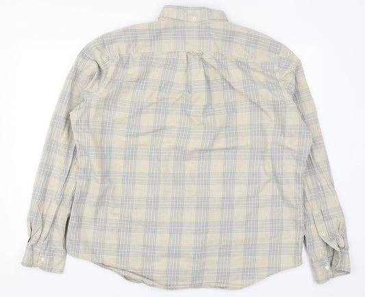 Mens UK Size 2XL NEXT Beige  Button-Up Long Sleeve Casual Shirt