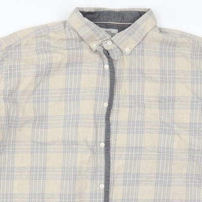 Mens UK Size 2XL NEXT Beige  Button-Up Long Sleeve Casual Shirt