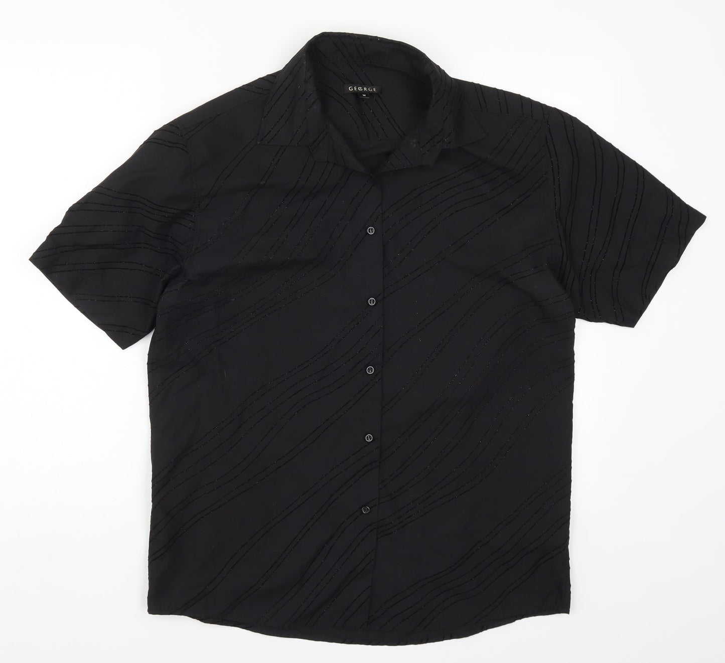 George Mens Black Striped   Button-Up Size M