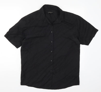 George Mens Black Striped   Button-Up Size M