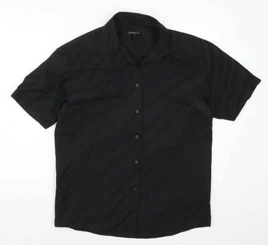 George Mens Black Striped   Button-Up Size M
