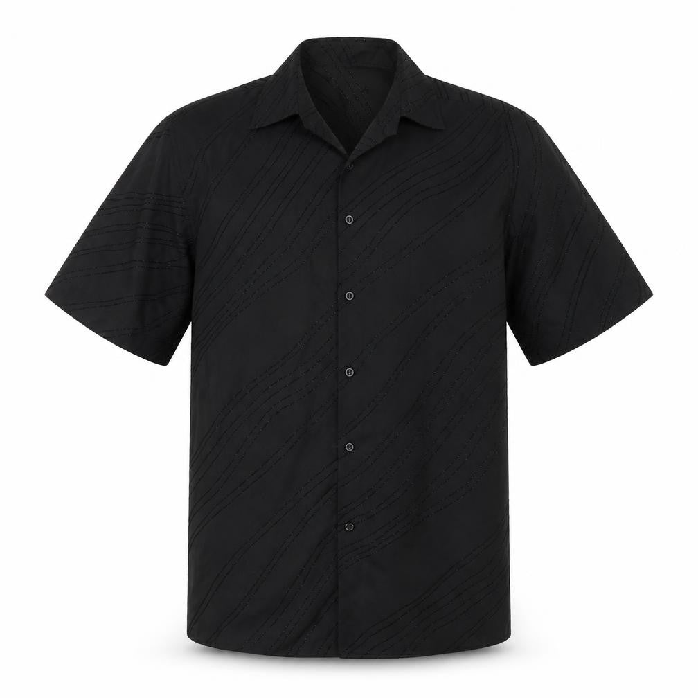 Mens UK Size M George Black  Button-Up Short Sleeve Casual Shirt