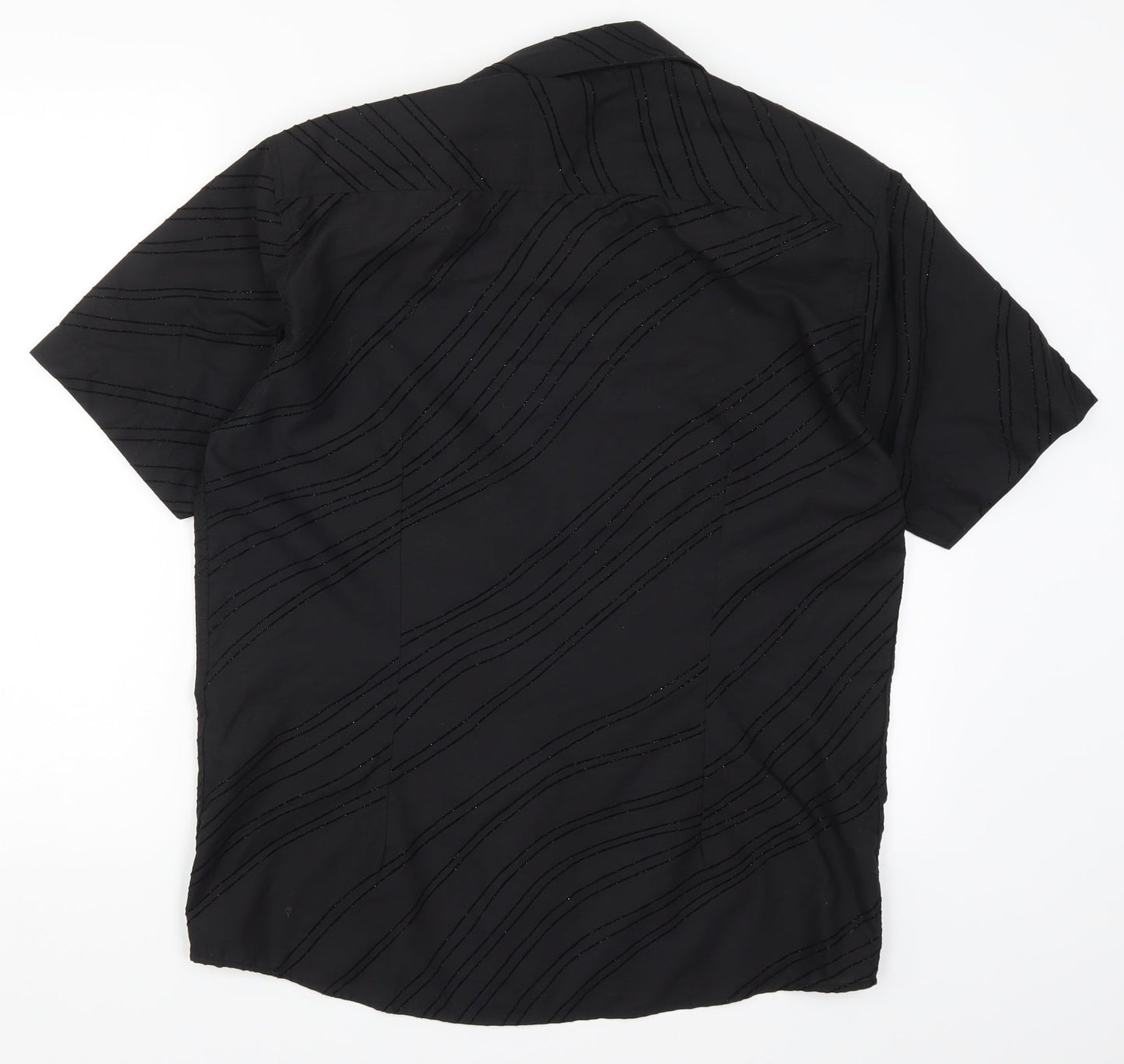 George Mens Black Striped   Button-Up Size M