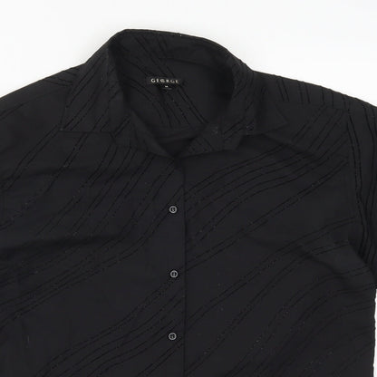 George Mens Black Striped   Button-Up Size M