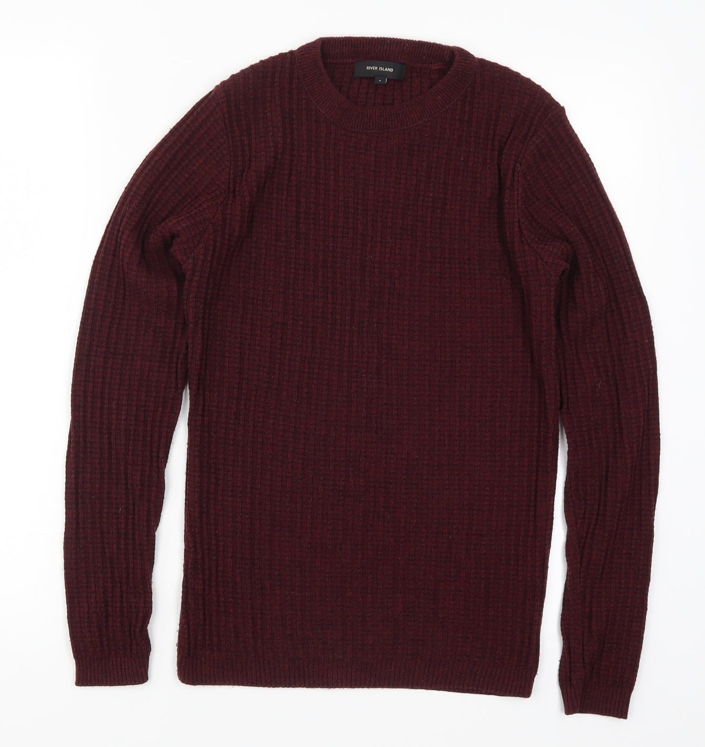 River Island Mens Red  Knit Pullover Jumper Size S