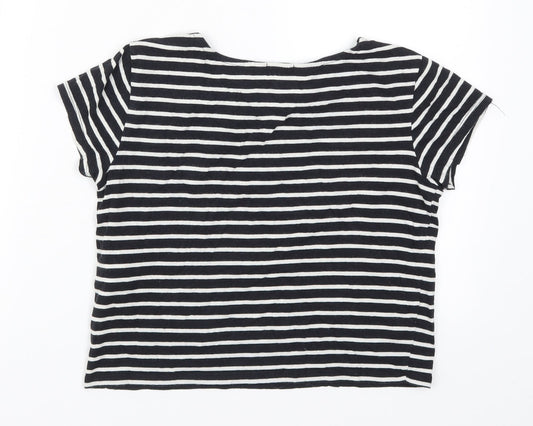 FOREVER 21 Womens Grey Striped Rayon Cropped T-Shirt Size S