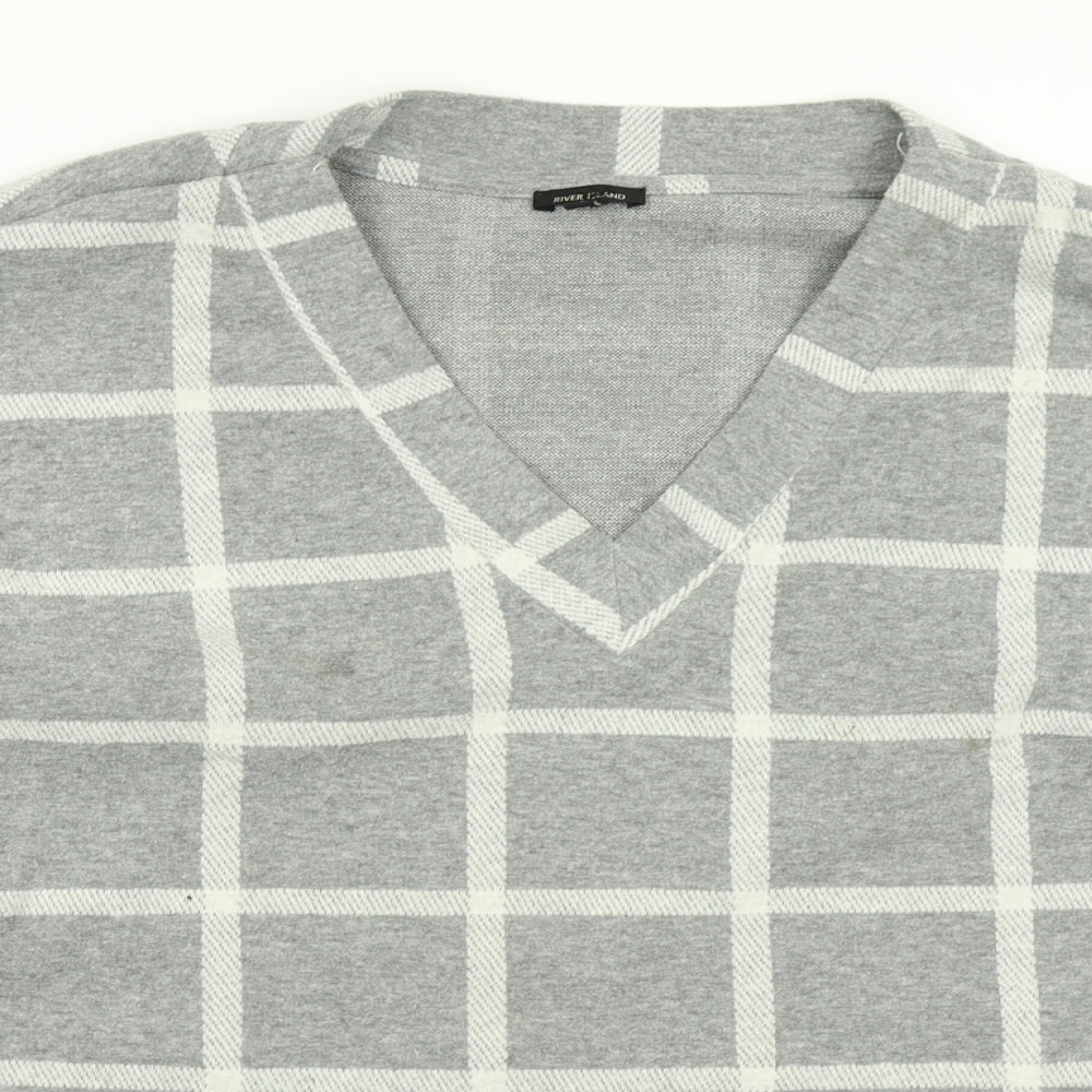 Womens UK Size 12 River Island Grey Basic T-Shirt