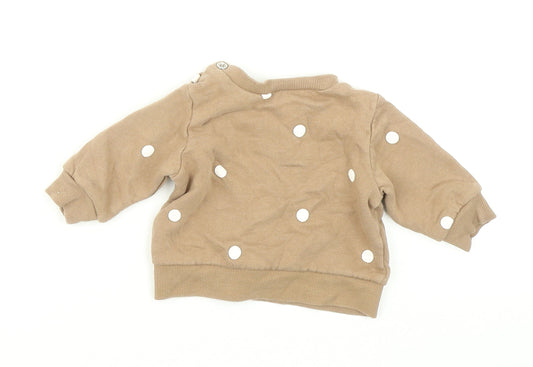 H&M Girls Brown Polka Dot  Pullover T-Shirt Size 0-3 Months