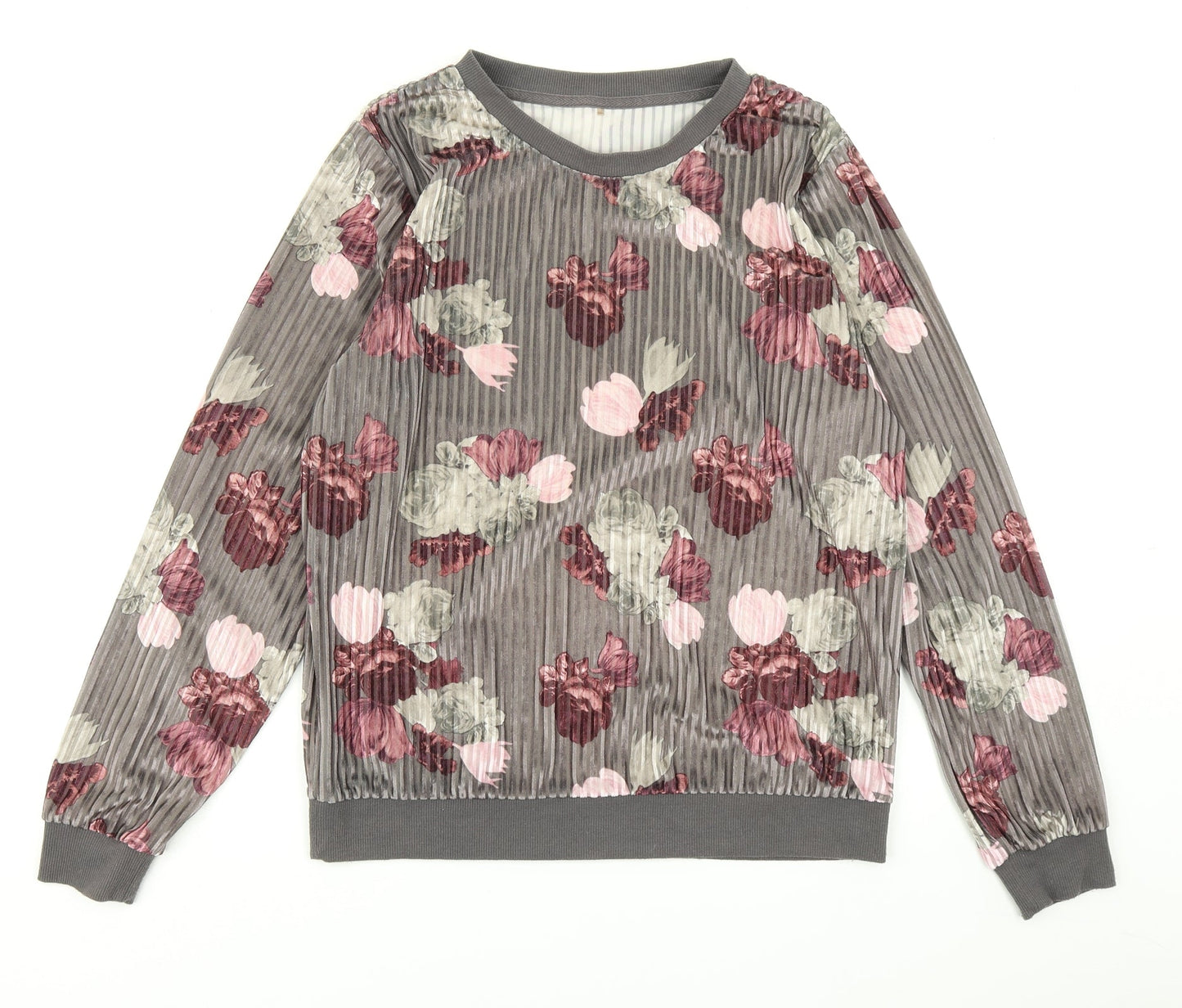 George Womens Grey Floral  Pullover Sweatshirt Size 8