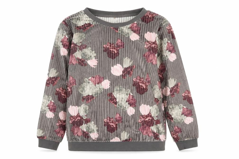 George Womens Grey Floral  Pullover Sweatshirt Size 8
