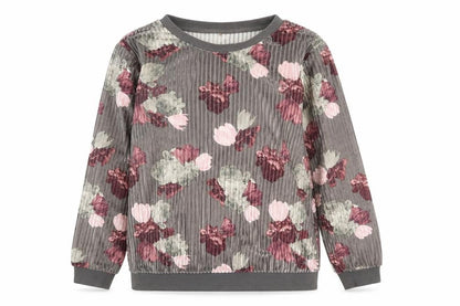 George Womens Grey Floral  Pullover Sweatshirt Size 8