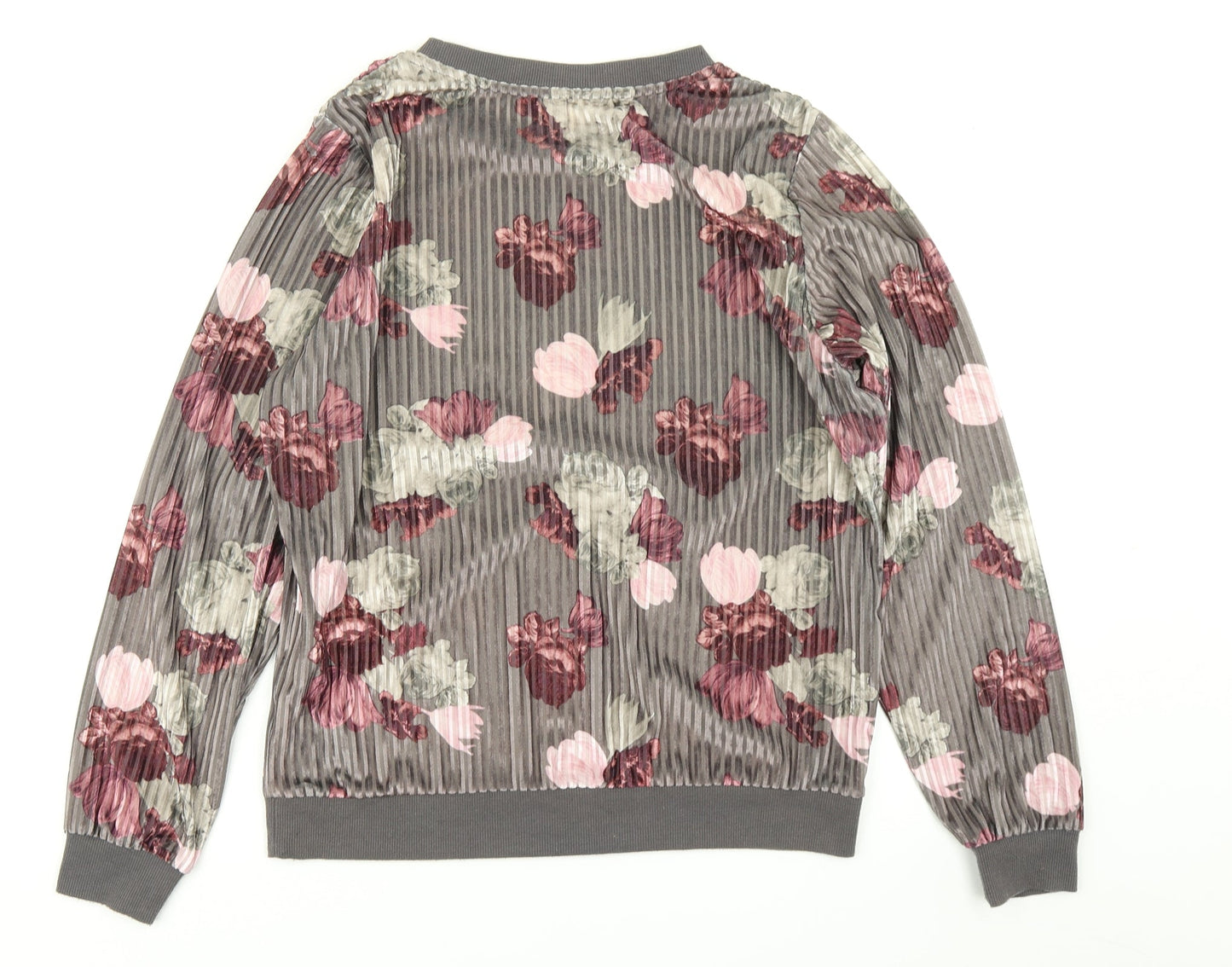 George Womens Grey Floral  Pullover Sweatshirt Size 8