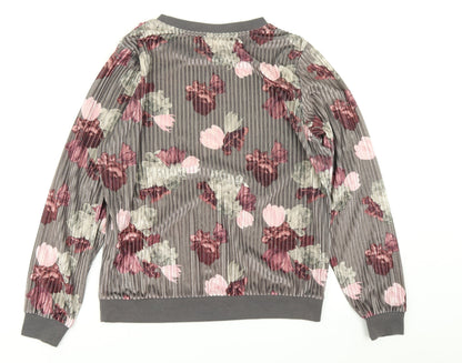 George Womens Grey Floral  Pullover Sweatshirt Size 8