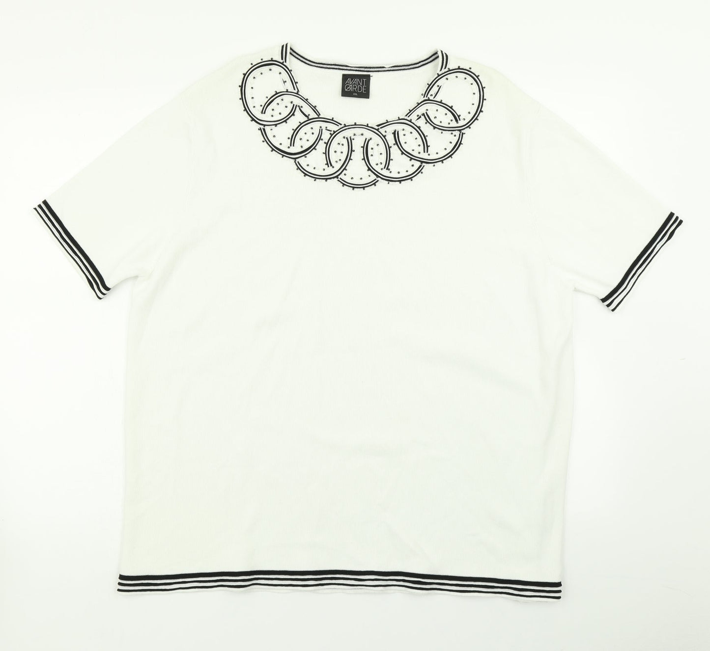 Avant Garde Womens White  Knit Pullover Jumper Size 2XL