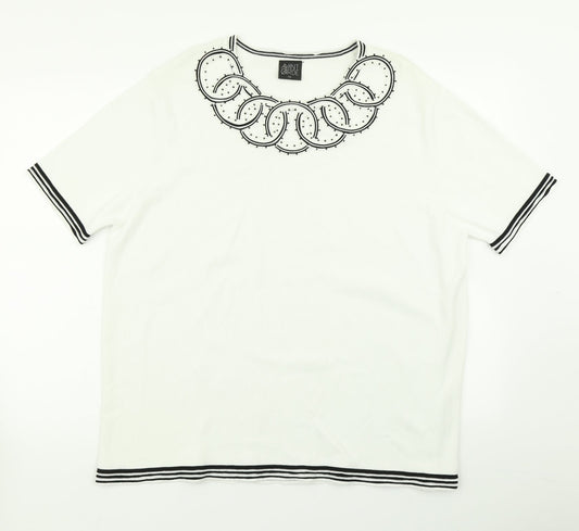 Avant Garde Womens White  Knit Pullover Jumper Size 2XL