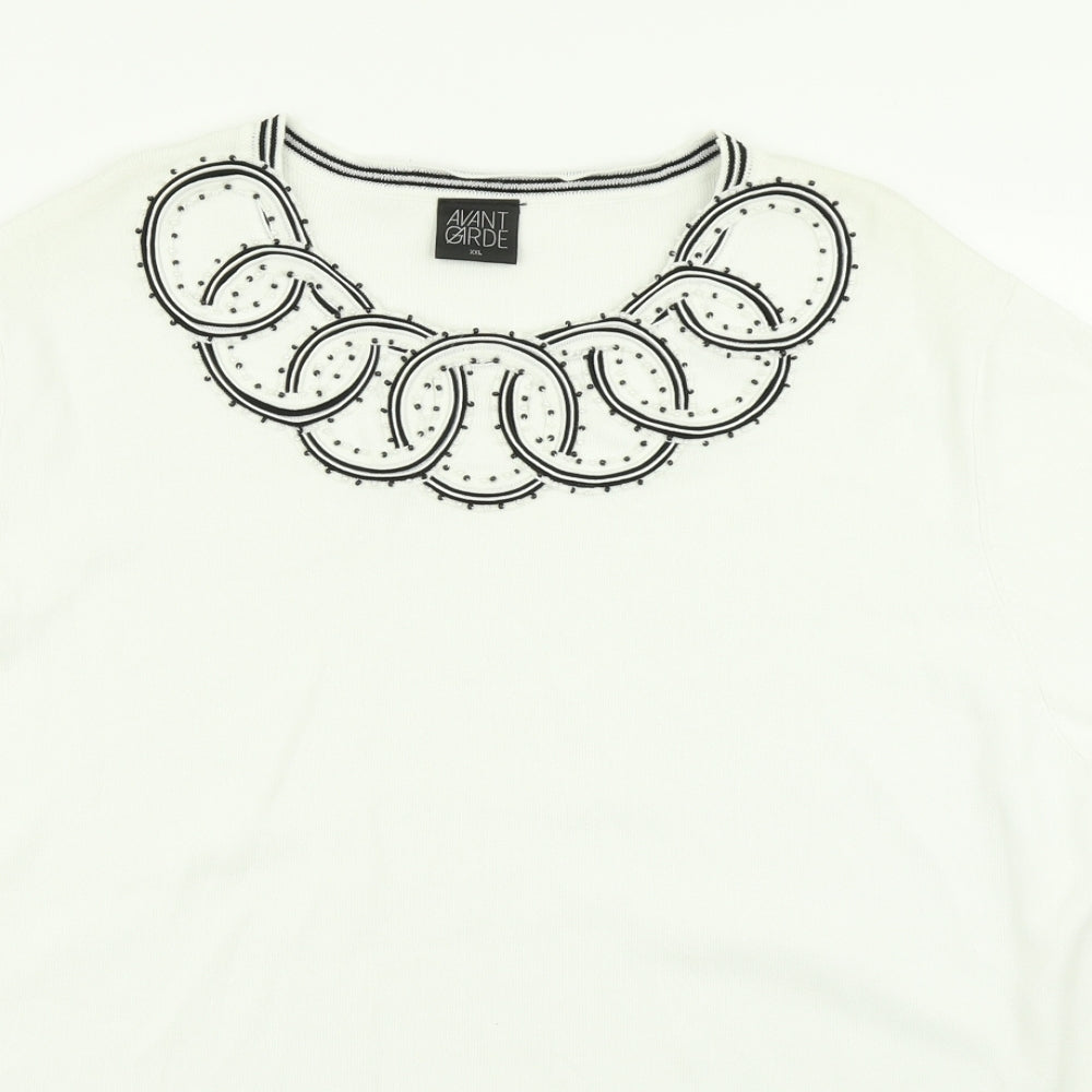 Avant Garde Womens White  Knit Pullover Jumper Size 2XL