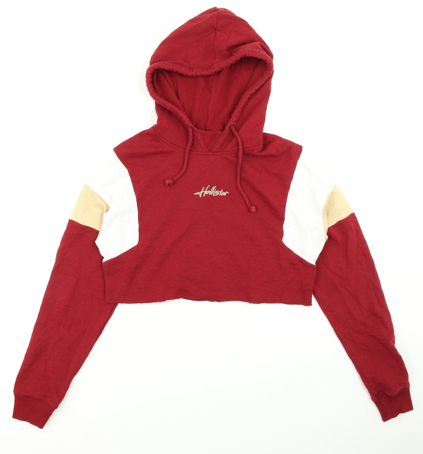 Hollister Womens Red Colourblock  Pullover Hoodie Size XS  - Cropped