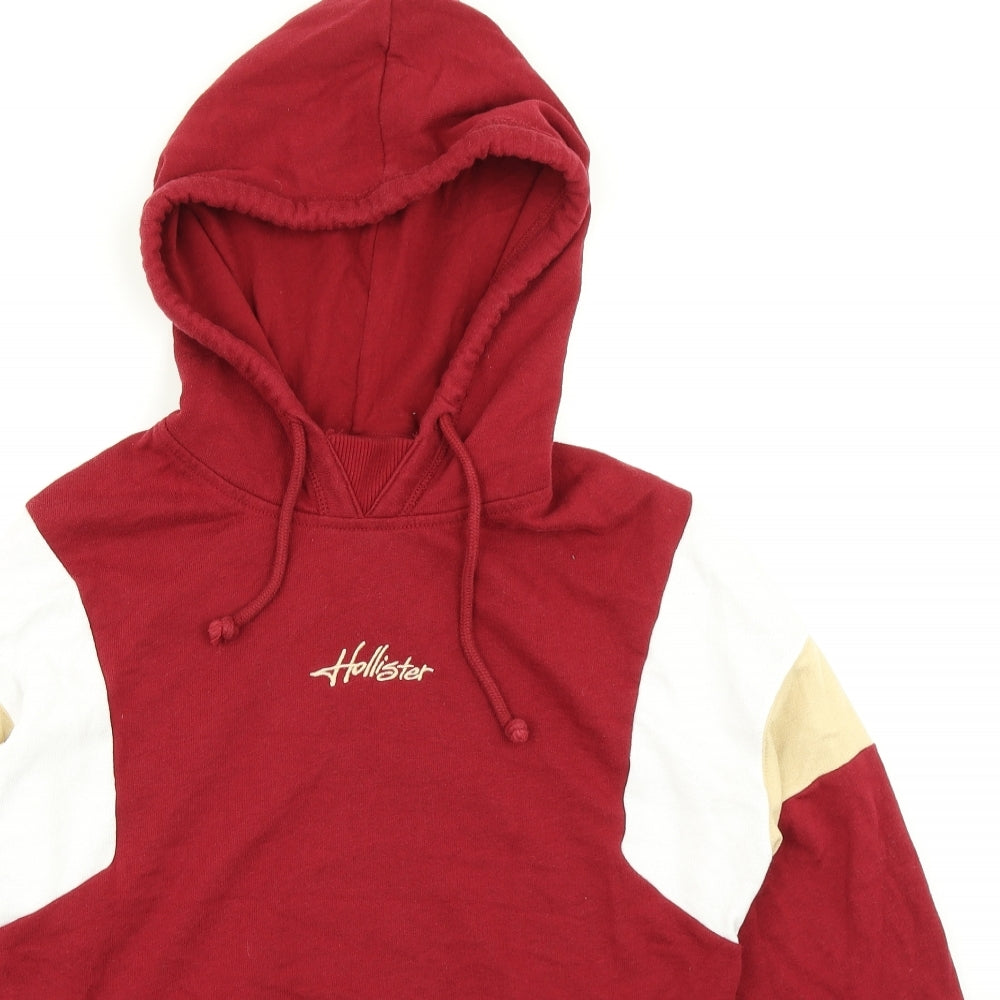Hollister Womens Red Colourblock  Pullover Hoodie Size XS  - Cropped