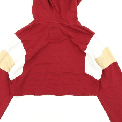 Hollister Womens Red Colourblock  Pullover Hoodie Size XS  - Cropped