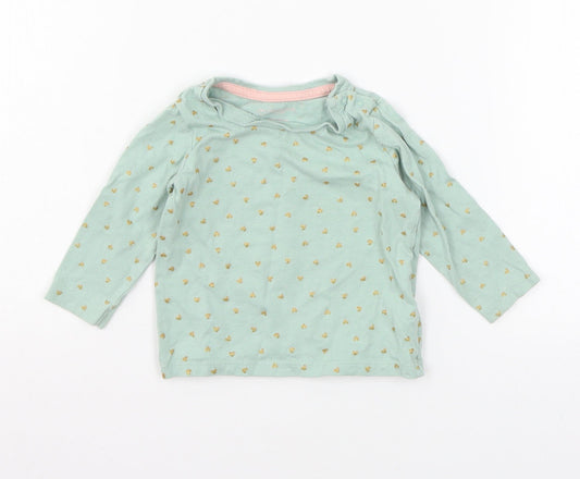 Primakr Girls Green Polka Dot Jersey Basic T-Shirt Size 6-9 Months