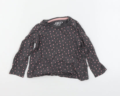 F&F Girls Grey Polka Dot Jersey Basic T-Shirt Size 9-12 Months