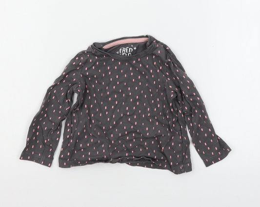 F&F Girls Grey Polka Dot Jersey Basic T-Shirt Size 9-12 Months