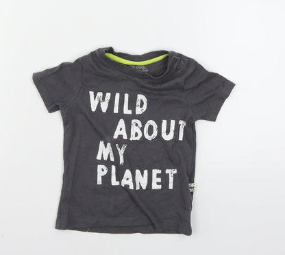 F&F Baby Grey  Jersey Basic T-Shirt Size 12-18 Months  - Wild about my planet