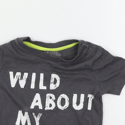 F&F Baby Grey  Jersey Basic T-Shirt Size 12-18 Months  - Wild about my planet