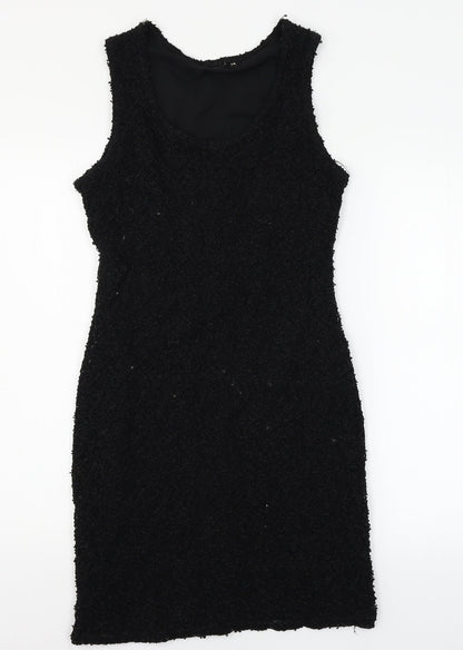 Preworn Womens Black  Lace Tank Dress  Size 14