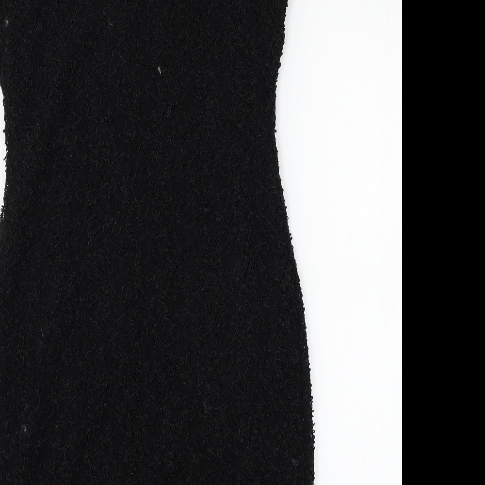 Preworn Womens Black  Lace Tank Dress  Size 14