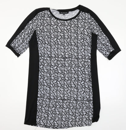 Mlle Gabrielle Womens Black Geometric Jersey A-Line  Size XL