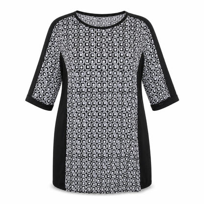 Mlle Gabrielle Womens Black Geometric Jersey A-Line  Size XL