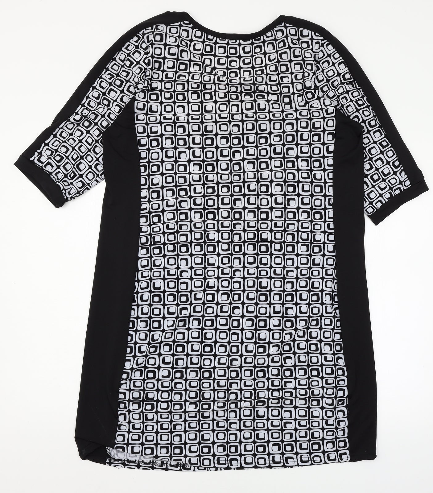 Mlle Gabrielle Womens Black Geometric Jersey A-Line  Size XL