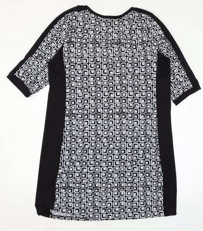 Mlle Gabrielle Womens Black Geometric Jersey A-Line  Size XL