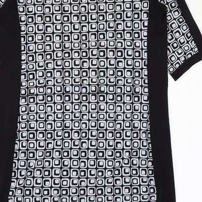 Mlle Gabrielle Womens Black Geometric Jersey A-Line  Size XL