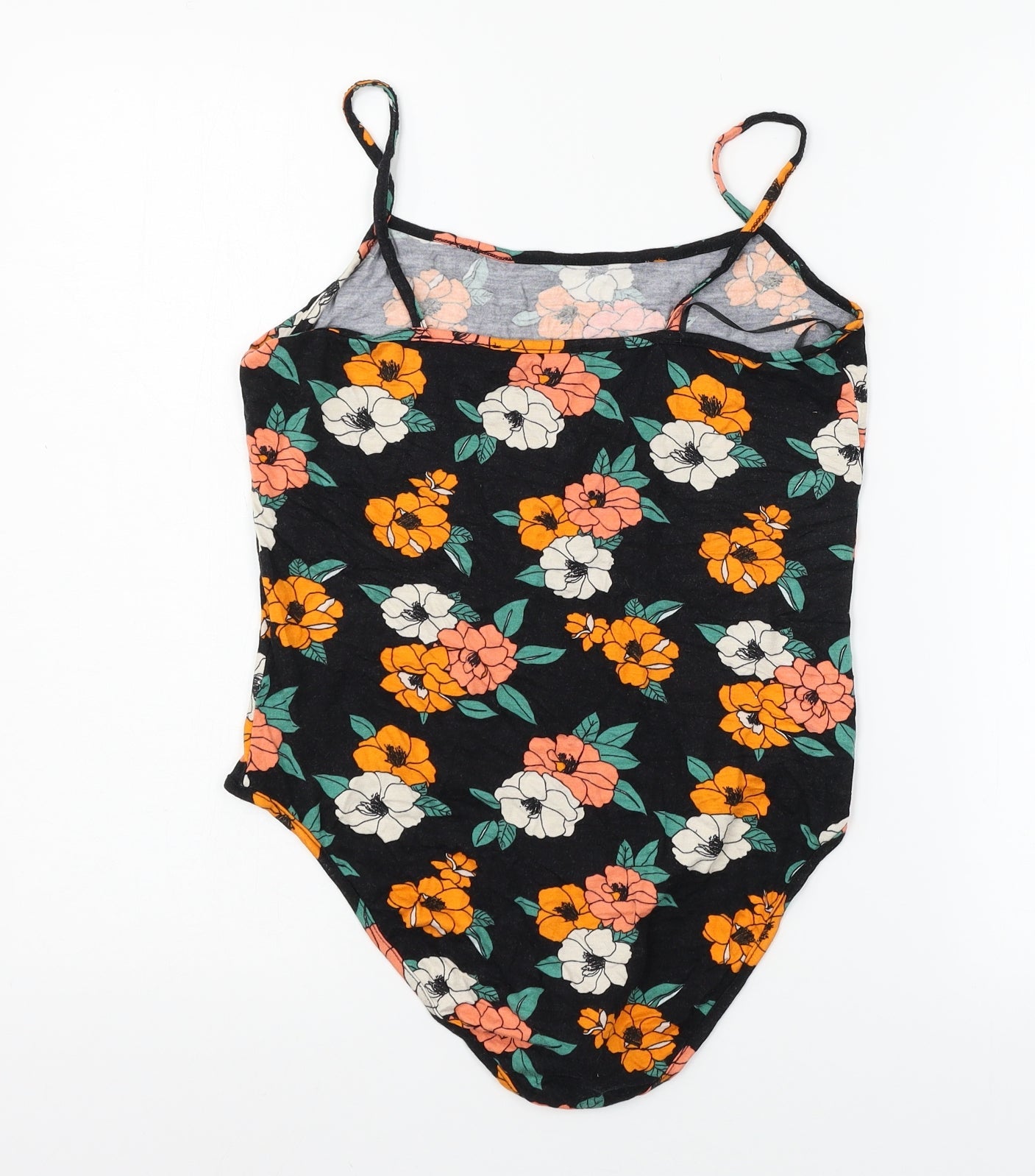 Primakr Womens Black Floral Jersey Bodysuit One-Piece Size 12