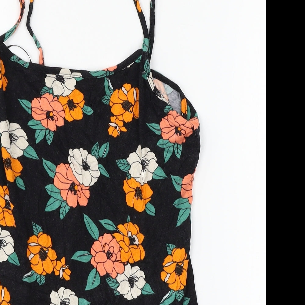 Primakr Womens Black Floral Jersey Bodysuit One-Piece Size 12