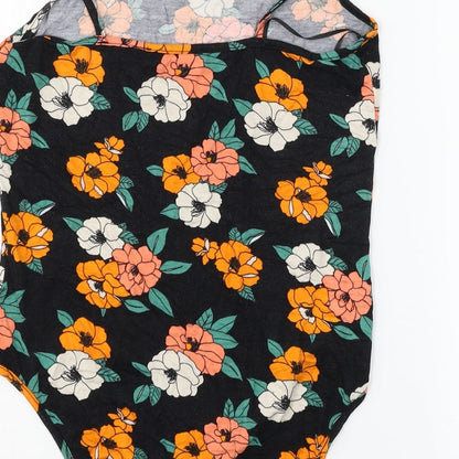 Primakr Womens Black Floral Jersey Bodysuit One-Piece Size 12