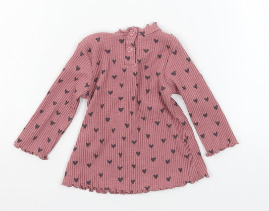George Girls Pink Polka Dot Jersey Basic T-Shirt Size 6-9 Months
