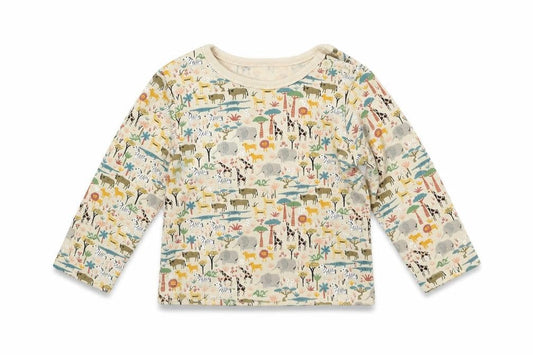 Front view of Tu Baby Ivory Jersey Basic T-Shirt, size 3-6, Months - Animals